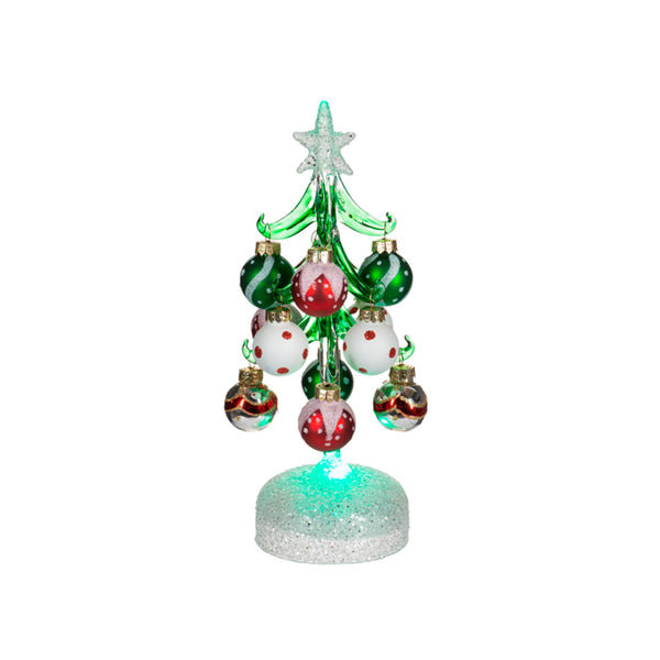 Glass Light Up Trees with Ornaments - Dots