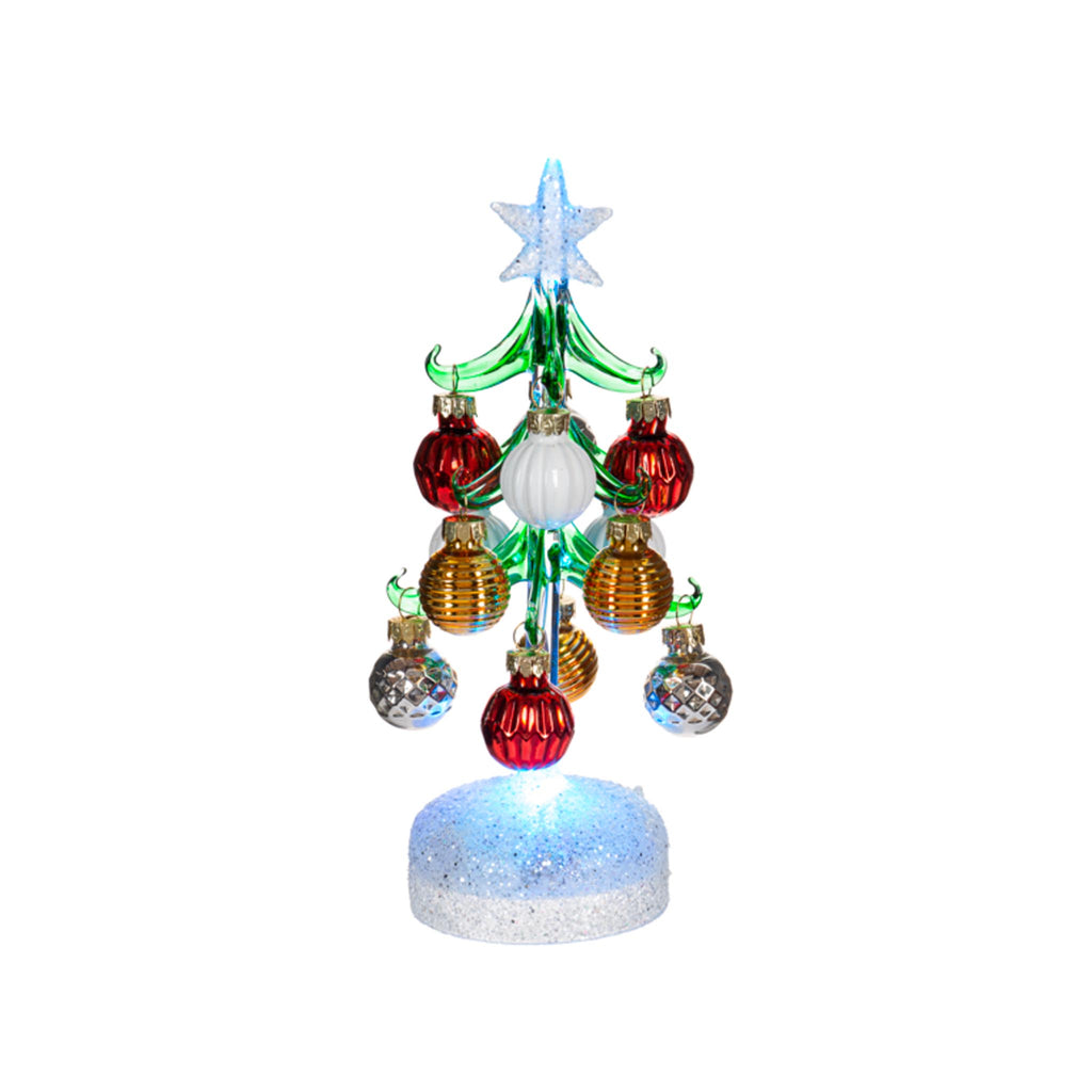 Glass Light Up Trees with Ornaments - Embossed