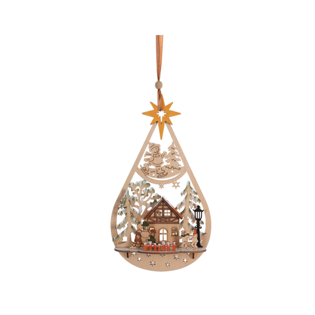 Large Wood Christmas Ornament - Cabin