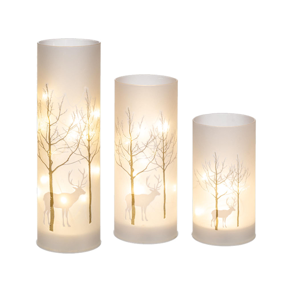 LED Light Up Birch Forest Lanterns