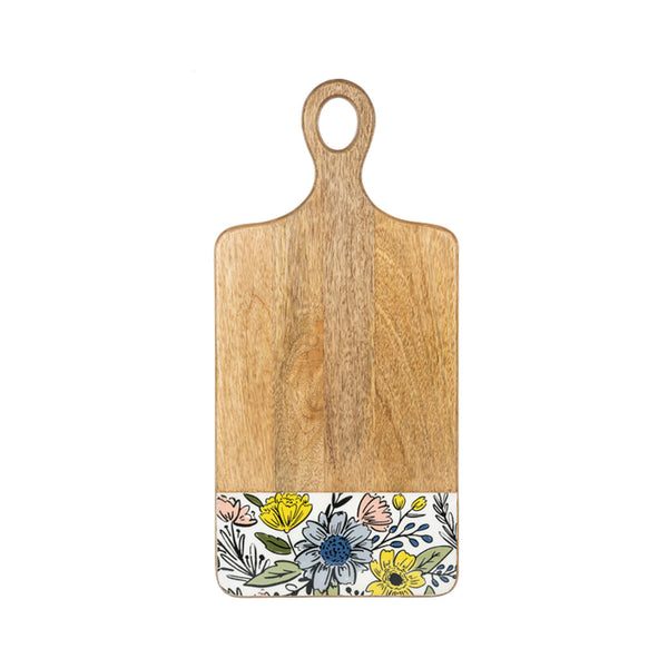 Mod Florals Cheese Boards with Handles - Bottom design
