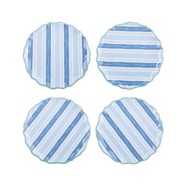 Blue Striped Melamine Salad Plate