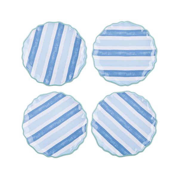 Blue Striped Melamine Dinner Plate