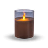 Flameless LED Pillar Candles in Glass - Grey 3" x 4" lit