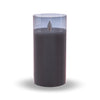 Flameless LED Pillar Candles in Glass - Grey 3" x 6"