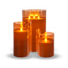 Flameless LED Pillar Candles in Glass - Gold