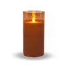 Flameless LED Pillar Candles in Glass - Gold 3" x 6" lit