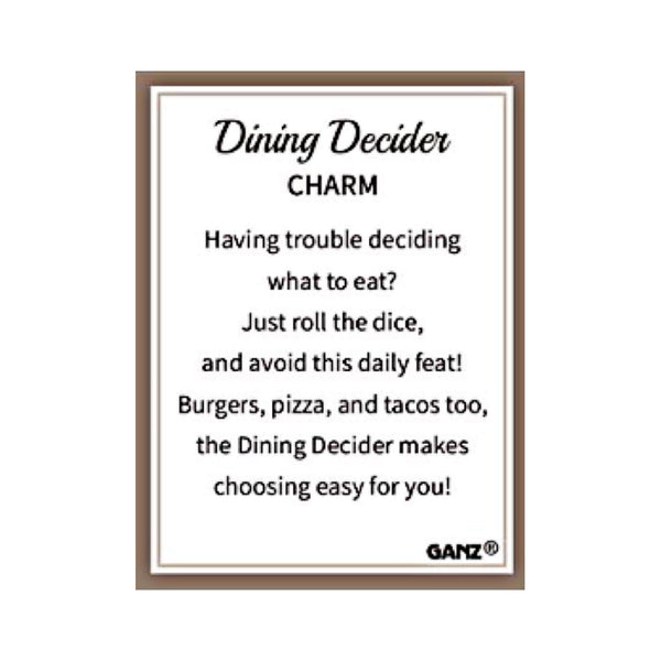 Dinner Decider Charm - card