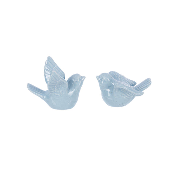 Blue Ceramic Bird Figures