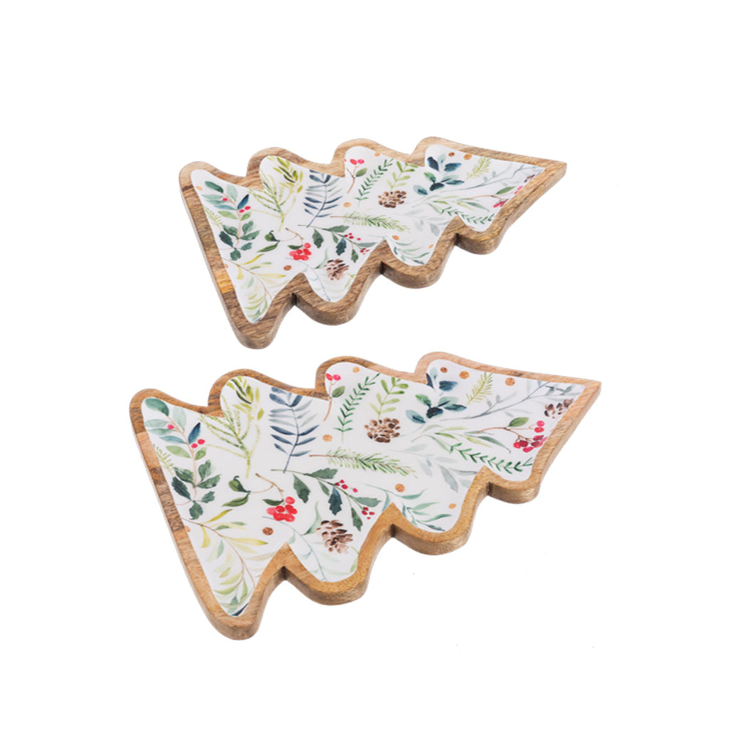Mango Wood Botanical Tree Platters