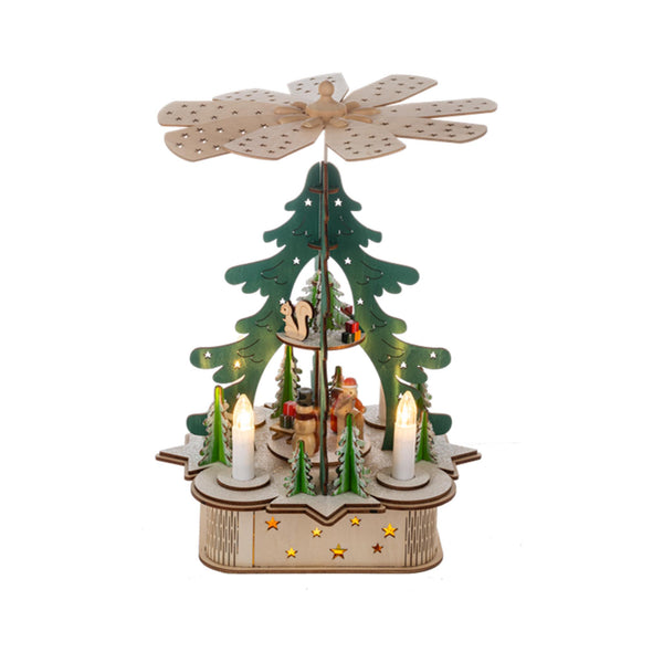 LED Light Up Laser-Cut Wood Christmas Pyramid