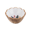 Mango Wood & Enamel Dip Bowls - Winter Botanicals - Berries & Leaves