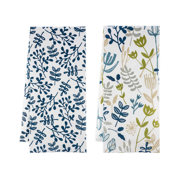 Midnight Botanical Tea Towels