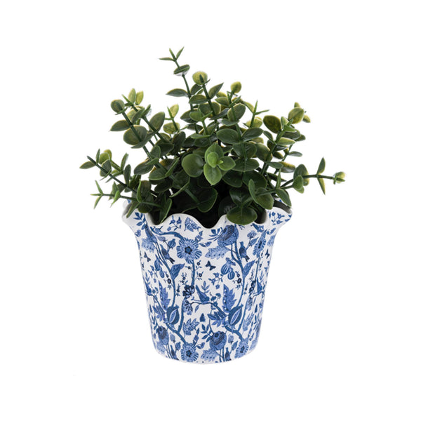 Vintage Floral Scalloped Planter - in use