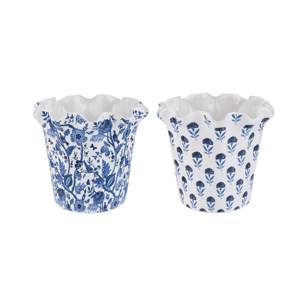 Vintage Floral Scalloped Planter