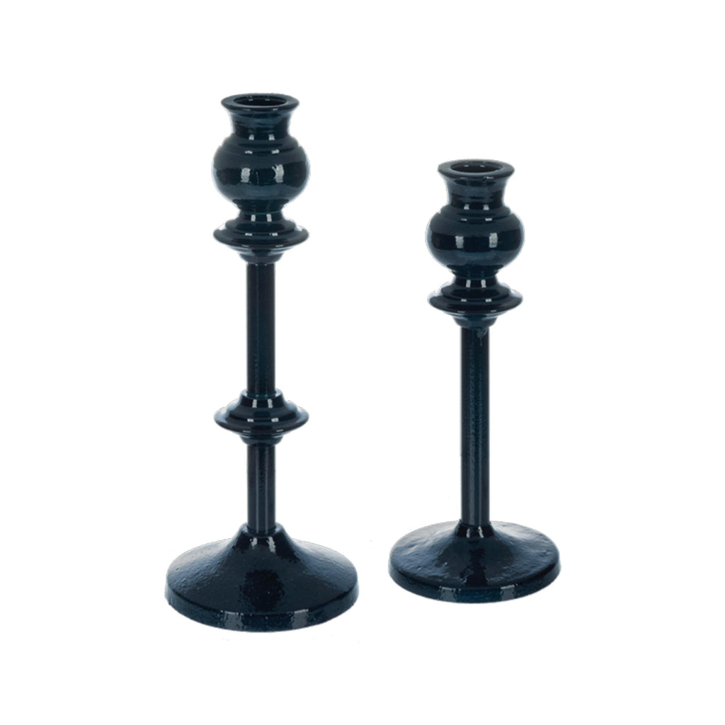 Navy Blue Iron Candle Holders