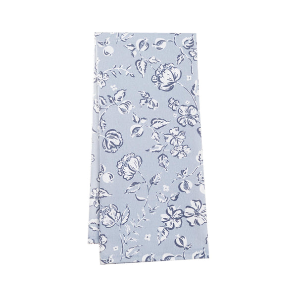 Vintage Floral Tea Towels - Blue Grey & White