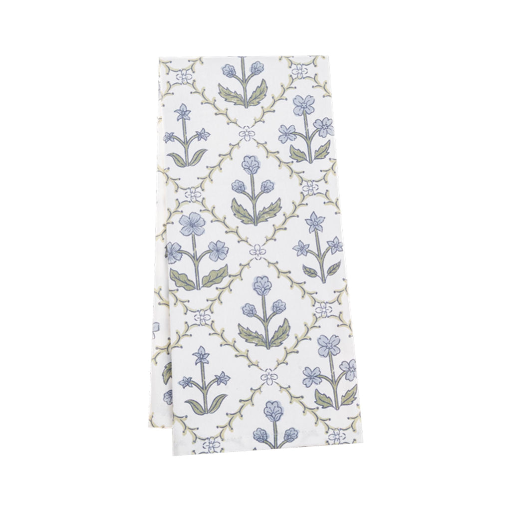 Vintage Floral Tea Towels - Green & White