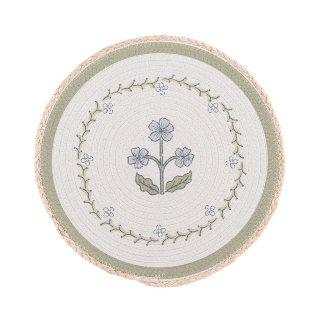 Vintage Floral Round Cotton Placemat
