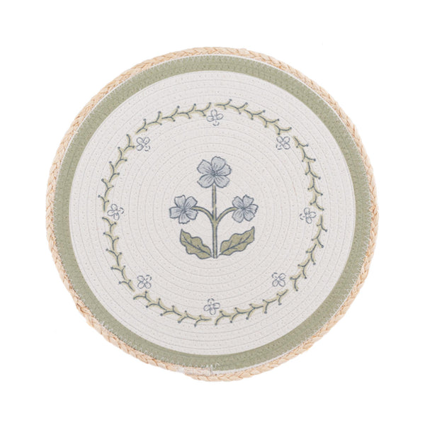 Vintage Floral Round Cotton Placemat