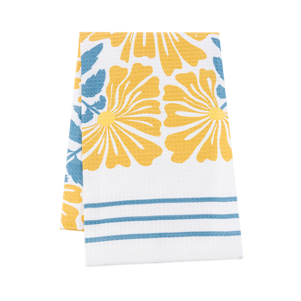 Mod Flower Tea Towels - Yellow Flowers