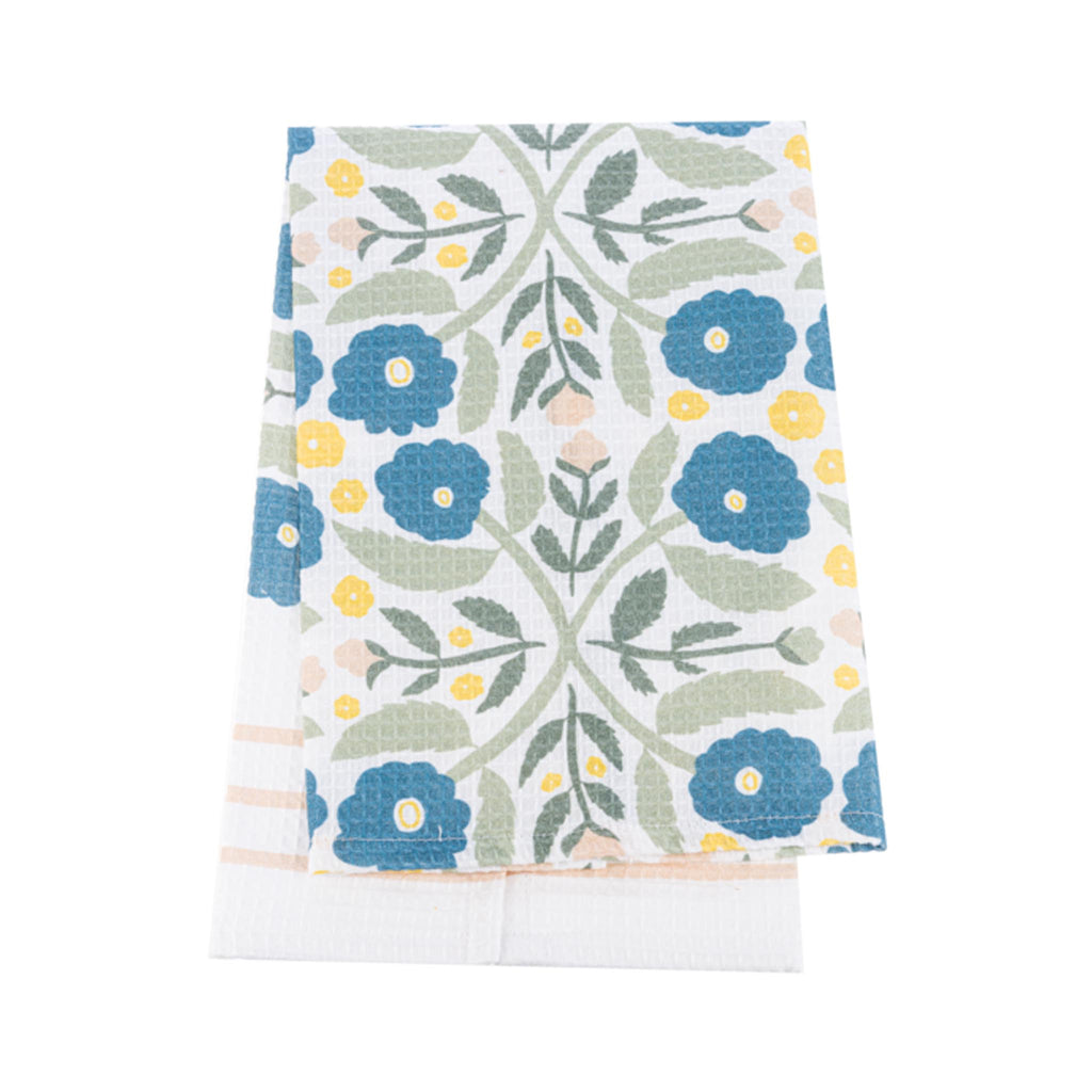 Mod Flower Tea Towels - Blue Flowers