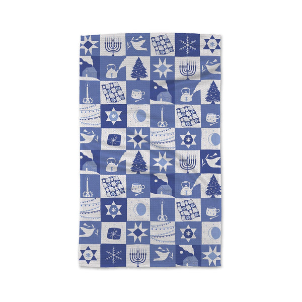 Geometry Tea Towel - Blue Holiday Treats