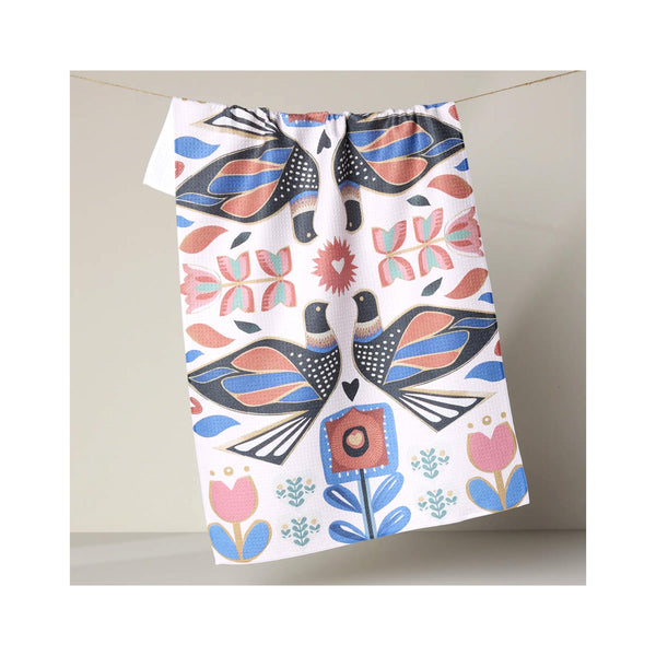 Geometry Tea Towel - Scandi Lovebirds