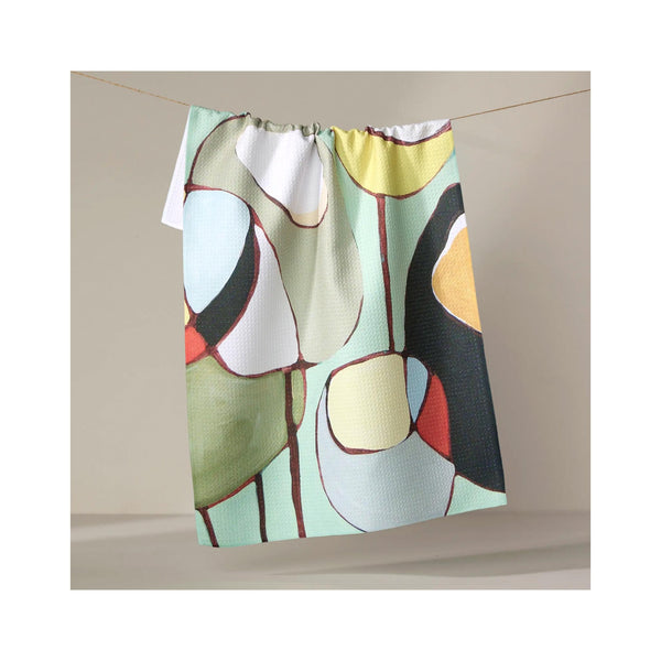 Geometry Tea Towel - Poppies on Mint