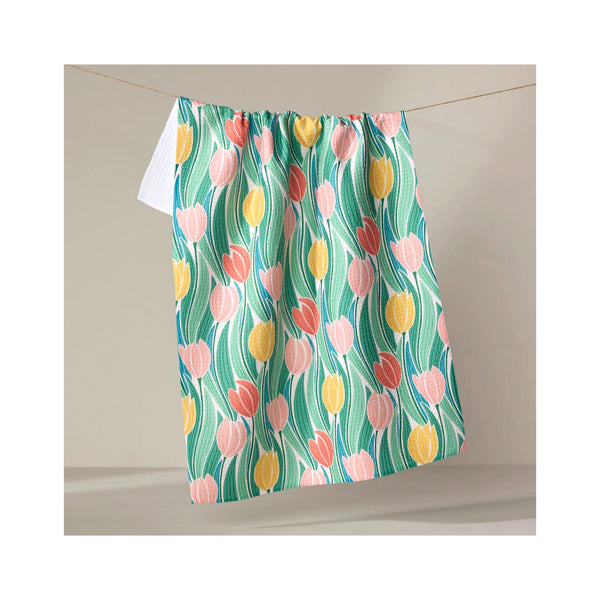 Geometry Tea Towel - Tranquil Tulips