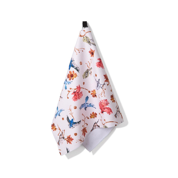 Geometry Tea Towel - Autumnal Bird Skies - hanging