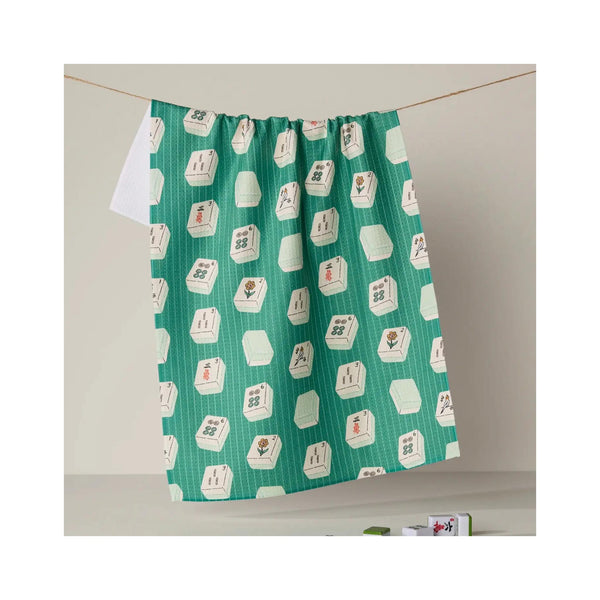 Geometry Tea Towel - Tile Flow Green