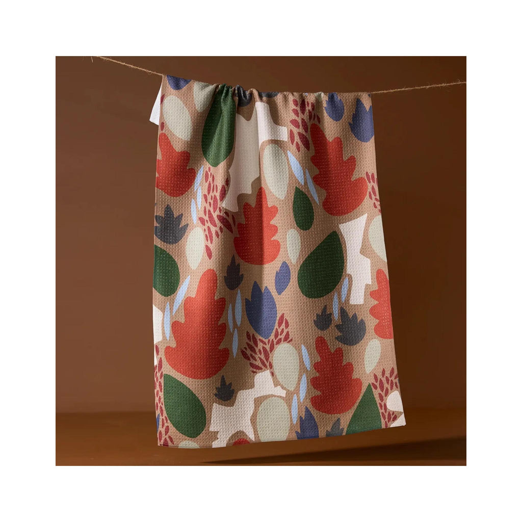 Geometry Tea Towel - Cut Paper Leaves Mocha