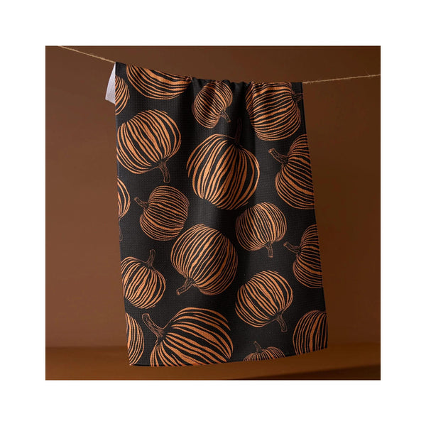 Geometry Tea Towel - Pumpkin Noir