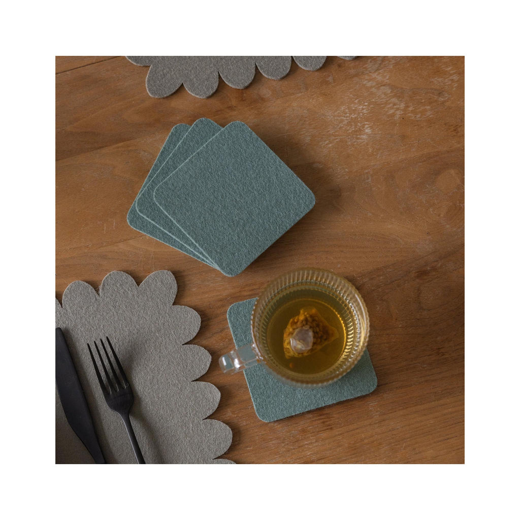 Bierfilzl Wool Felt Coaster Set of 4 - Spruce - in use