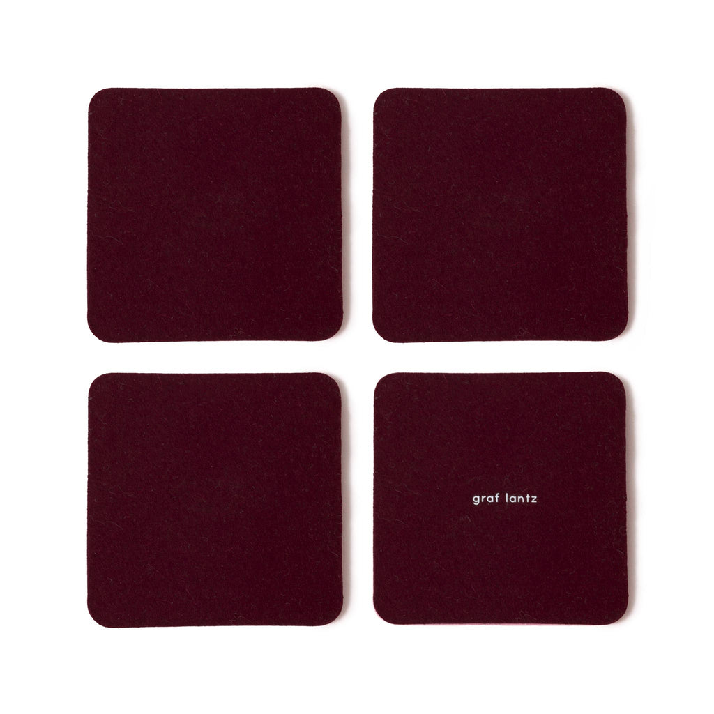 Bierfilzl Wool Felt Coaster Set of 4 - Burgundy