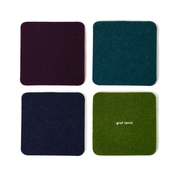 Bierfilzl Wool Felt Coaster Set of 4 - Jewel Mix