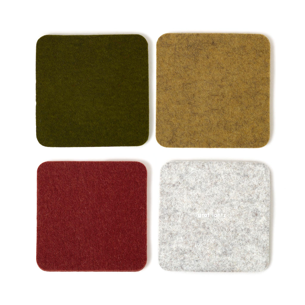 Bierfilzl Wool Felt Coaster Set of 4 - Woodland Mix