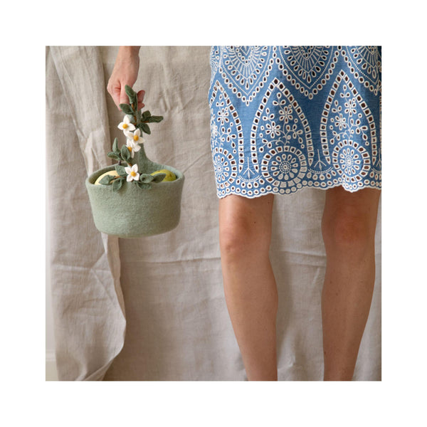 Felt Basket with Flower Garland - held