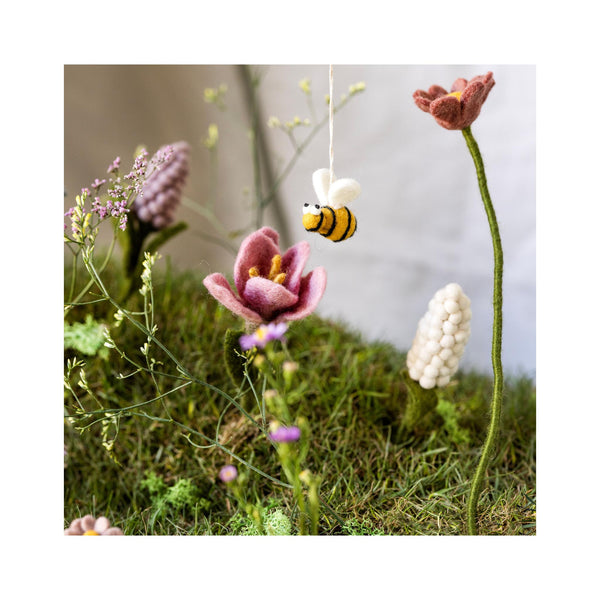 Felt Bee Ornaments - Set of 3 - hanging