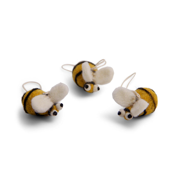 Felt Bee Ornaments - Set of 3