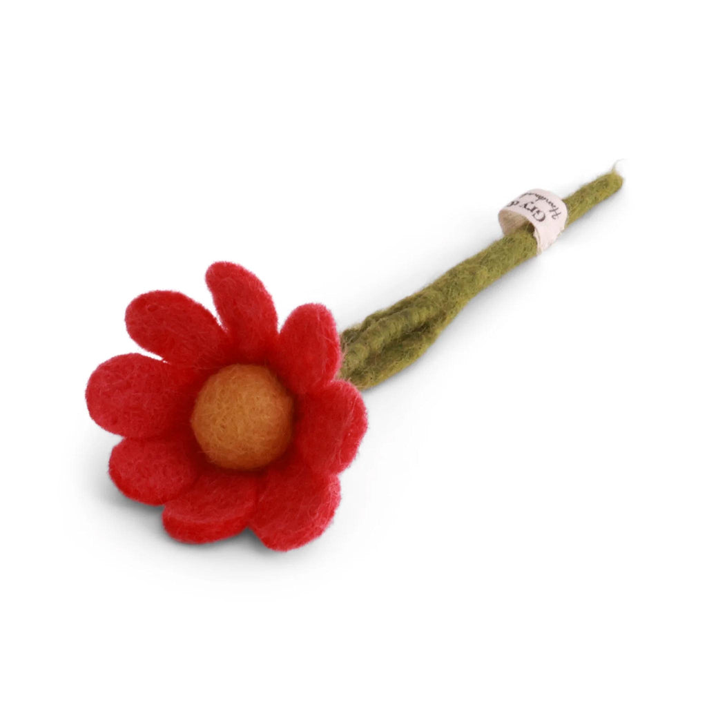 Felt Small Anemone with Leaf - Melon