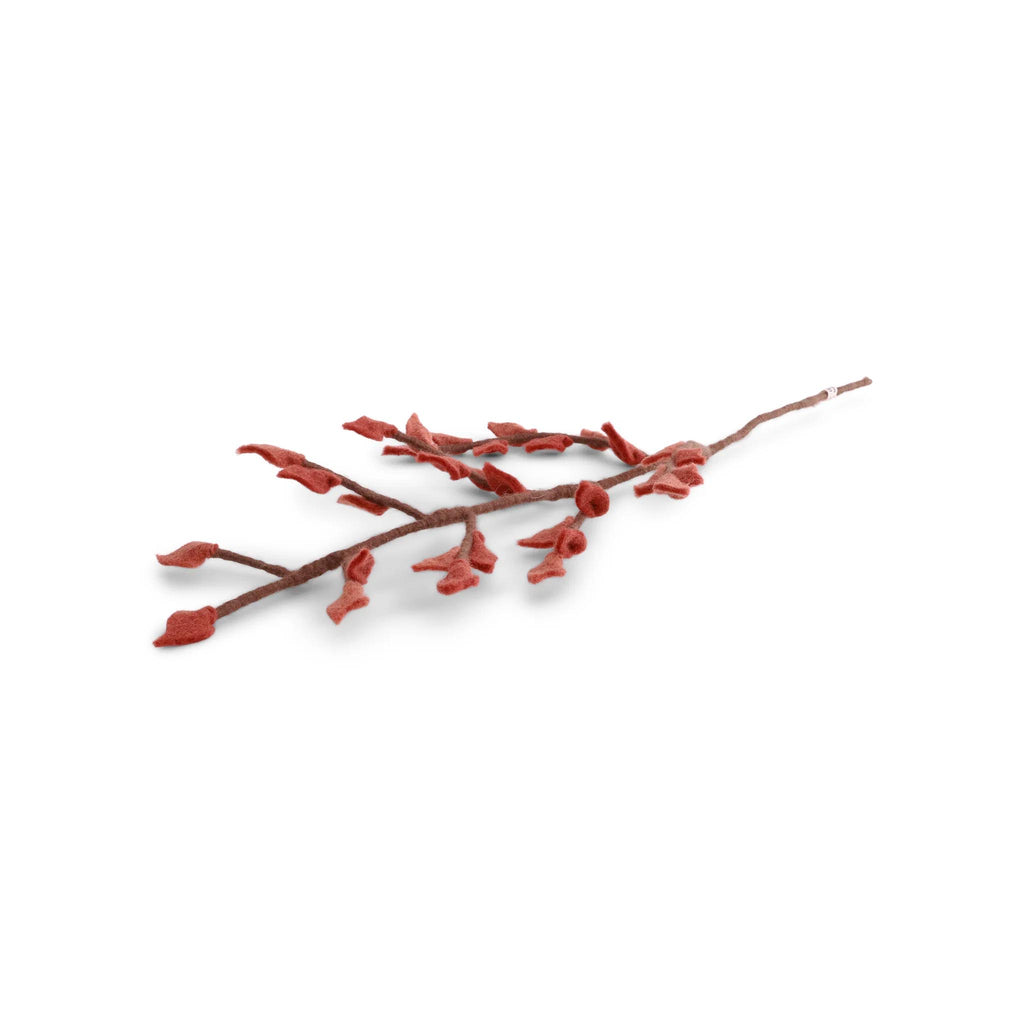 Felt Branch with Rusty Red Leaves