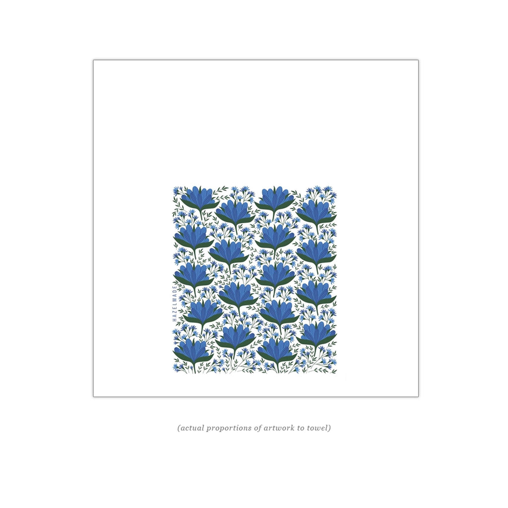 Blue Gentian Tea Towel - proportion of design