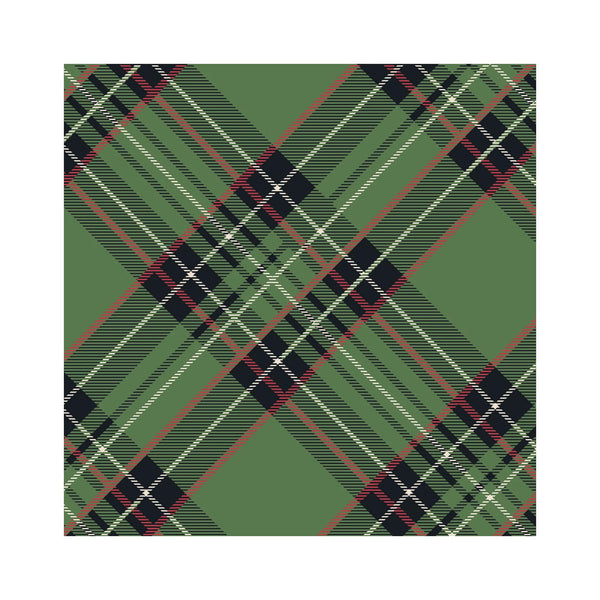 Green Plaid Beverage Napkins