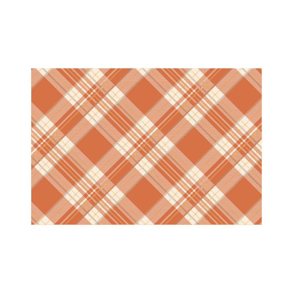 Orange Plaid Paper Placemats - Pad of 24