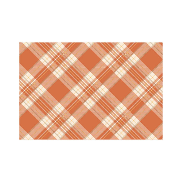 Orange Plaid Paper Placemats - Pad of 24
