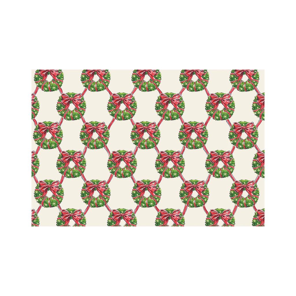 Holiday Wreath Lattice Paper Placemats - Pad of 24