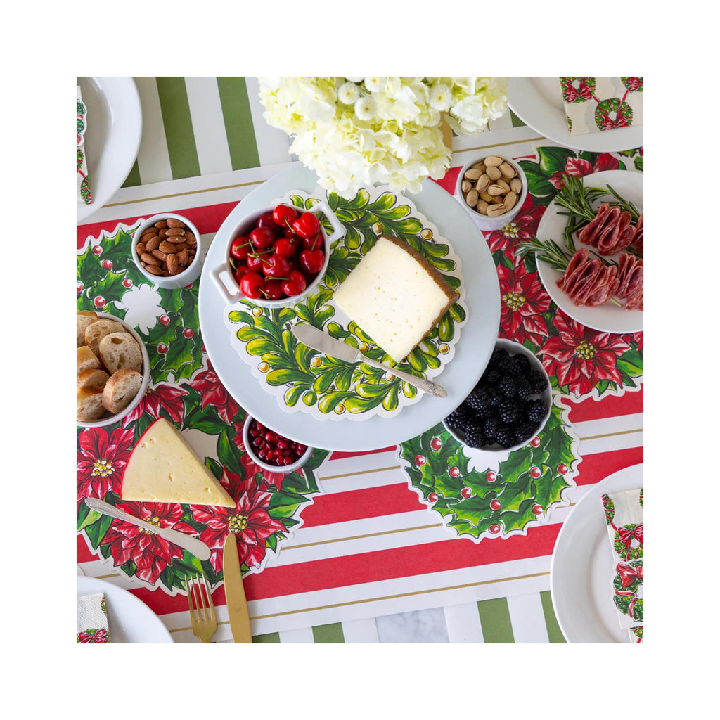 Holiday Wreath Serving Papers Set - in use