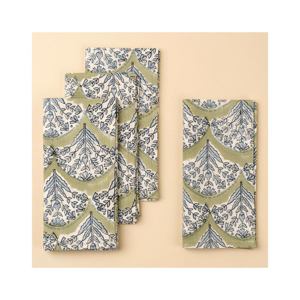 Sakora Block Print Napkins Set of 4 - Green